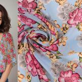 Chiffon Bedrukt Bregje Blauw