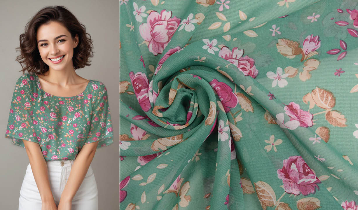 Chiffon Bedrukt Froukje Mint Groen