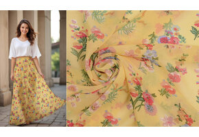 Chiffon Bedruckt Heidi Gelb