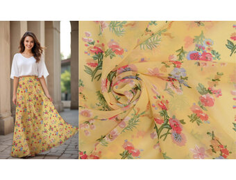 Chiffon Bedruckt Heidi Gelb