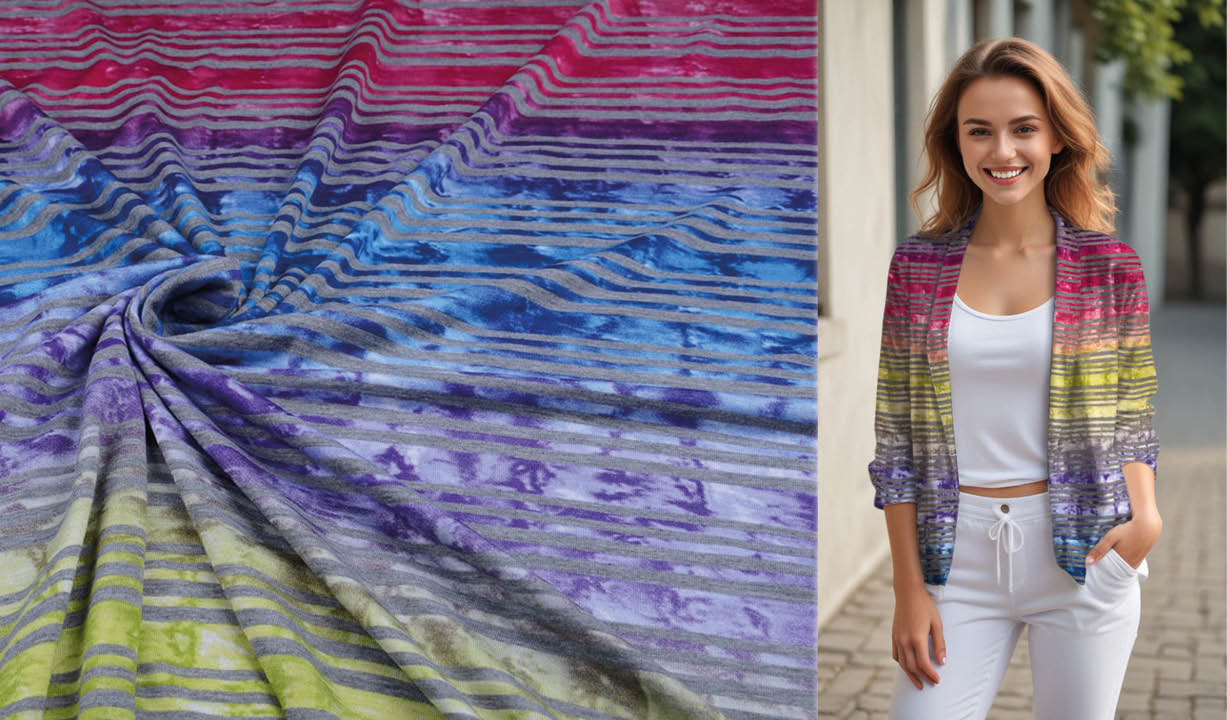 Jersey Viscose Kleine Streep Multicolor 2