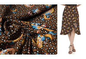 100% Viscose Panther Paisley Brown