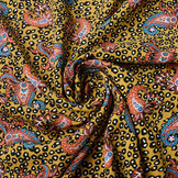 100% Viskose Panther Paisley Ocker Gelb