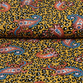 100% Viscose Panter Paisley Oker Geel