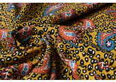 100% Viscose Panther Paisley Ocher Yellow