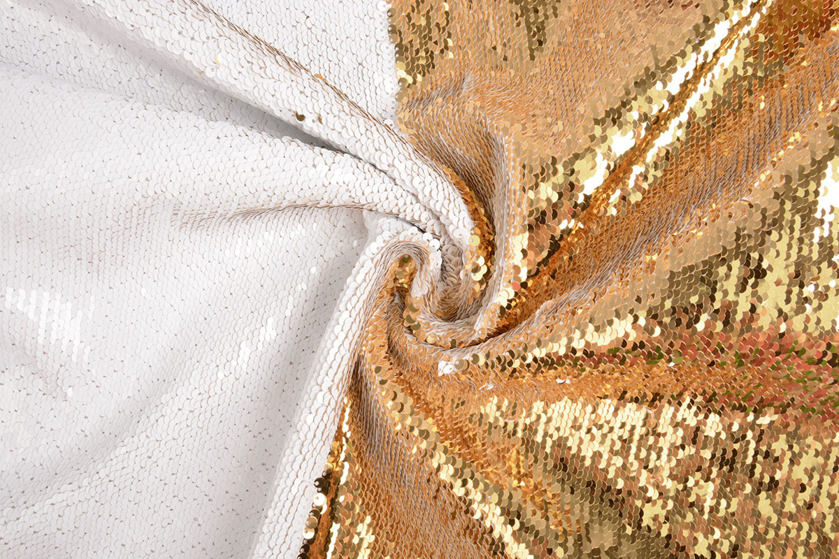 Omkeerbare Pailletten Stof Wit - Goud