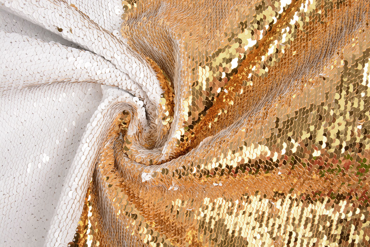 Omkeerbare Pailletten Stof Wit - Goud