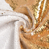 Reversibler Paillettenstoff Weiß - Gold