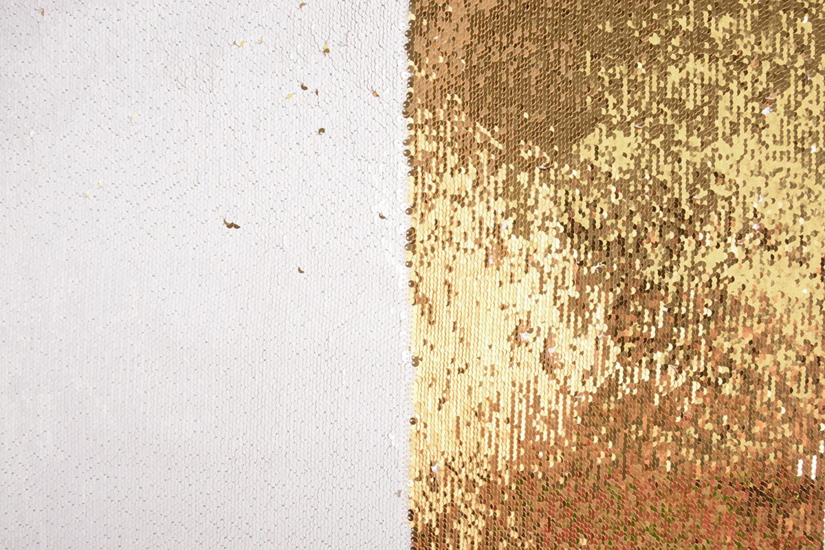 Omkeerbare Pailletten Stof Wit - Goud