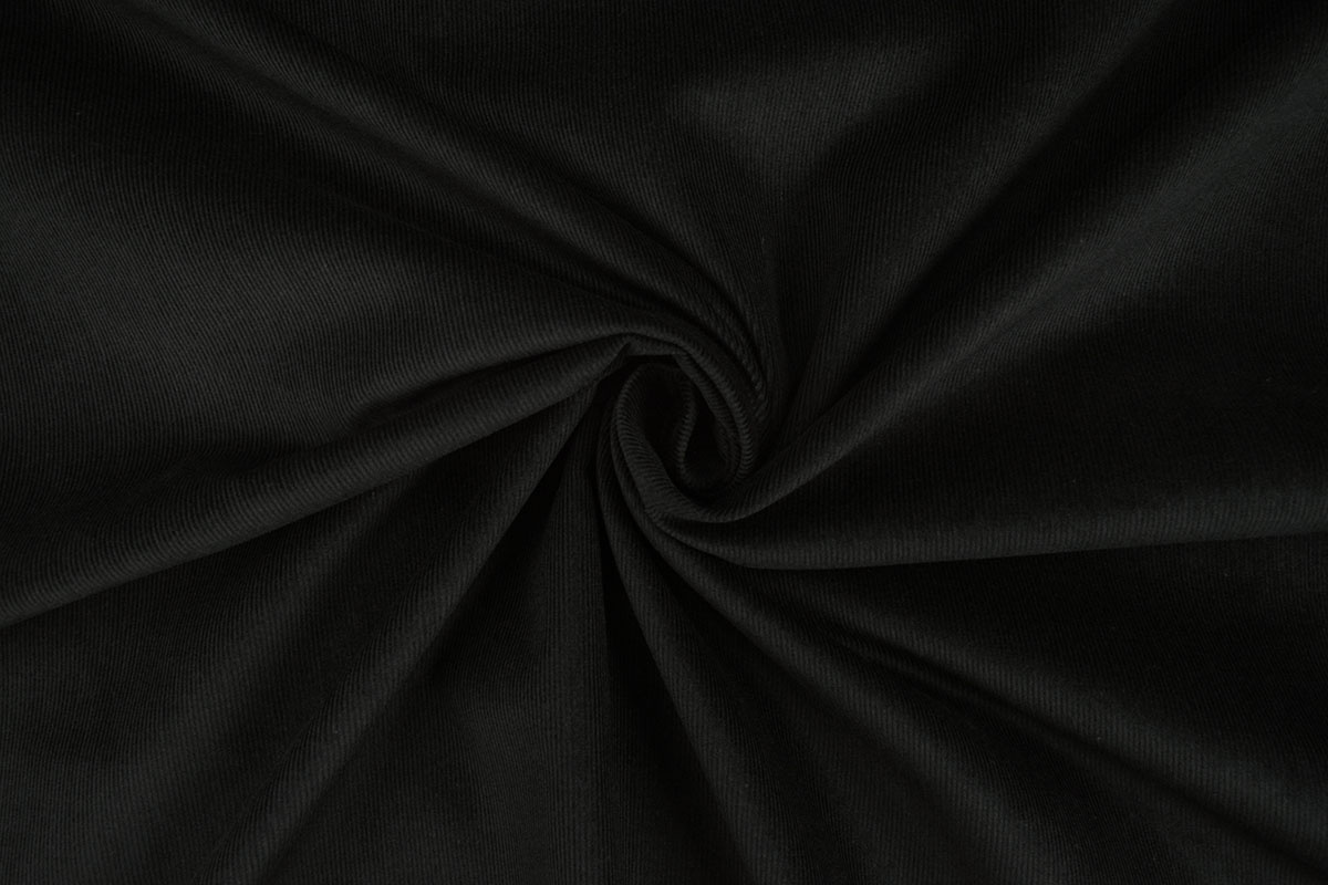Fijne Rib Stof 21 W Corduroy Zwart