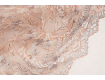 Mesh Geborduurd Adele Poeder Roze - Blauw