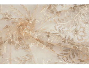 Mesh Embroidered Adele Champagne