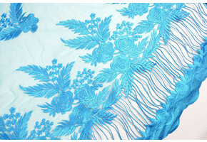 Mesh Geborduurd Agatha Aqua
