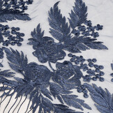 Mesh Geborduurd Agatha Donker Blauw