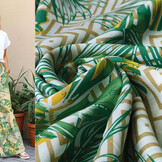 100% Viscose Wilderness Checkered Sand Green