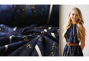 Jersey Stof Panter Strepen Blauw