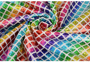 Lamé Rainbow Check White 1