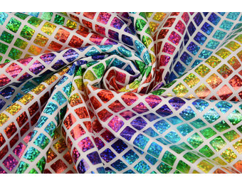 Lamé Rainbow Check White 1