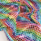 Lamé Regenbogen Karo Weiß 1