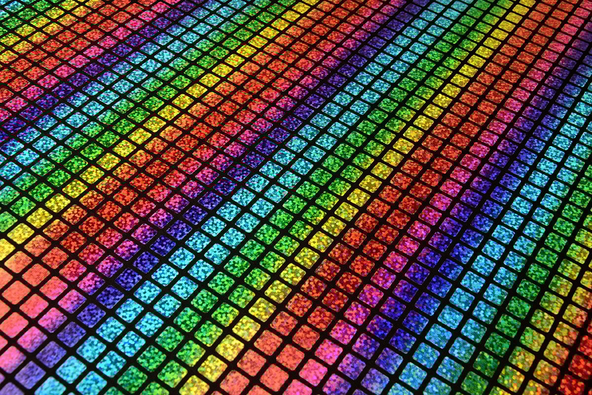 Lamé Regenboog Ruitjes Zwart 2