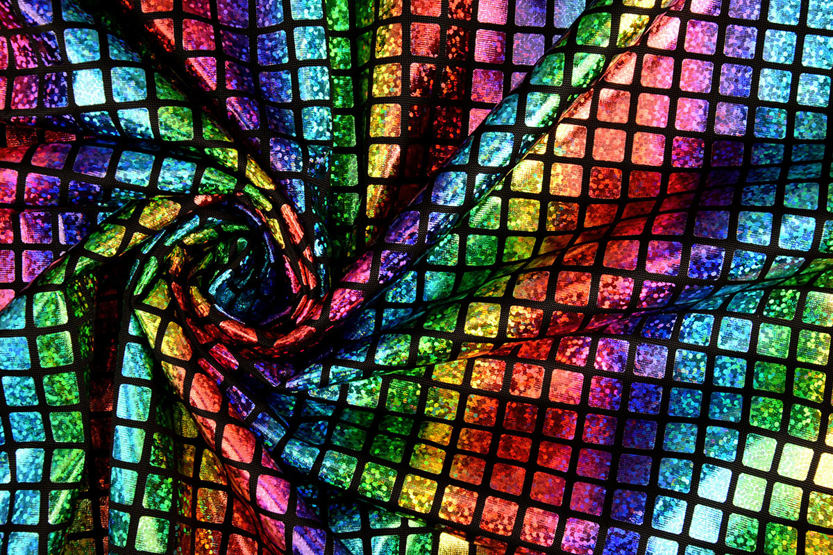 Lamé Regenboog Ruitjes Zwart 2