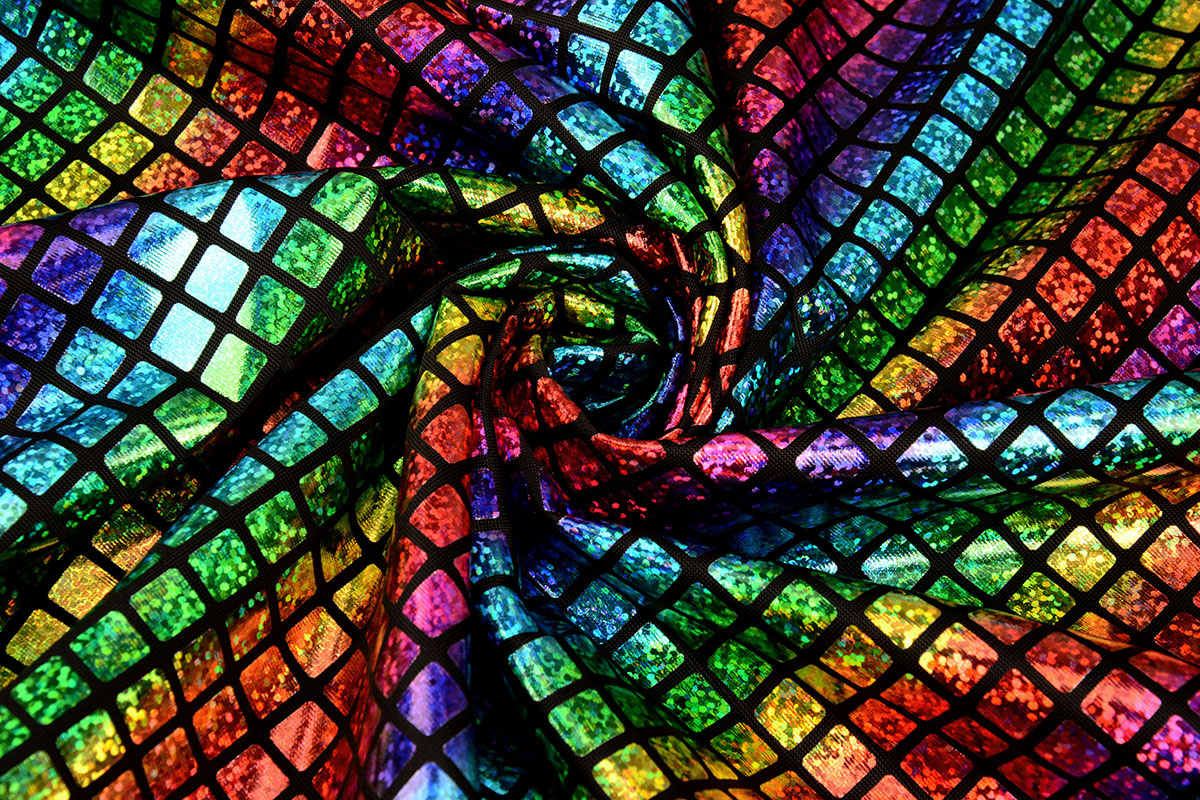 Lamé Regenboog Ruitjes Zwart 2