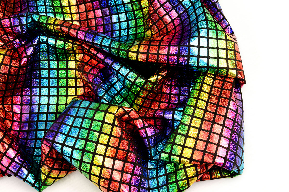 Lamé Regenboog Ruitjes Zwart 2