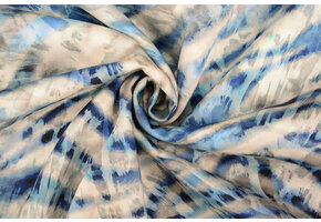 Digitaal Stretch Katoen Wave Diffused Blauw