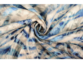 Digital Baumwoll Stretch Wave Diffused Blau