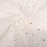 Fine Tulle White Stars Gold