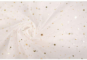 Fine Tulle White Stars Gold