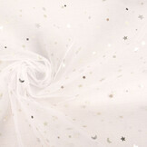 Fine Tulle White Stars Silver