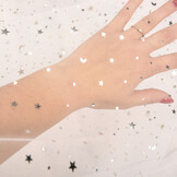Fine Tulle White Stars Silver