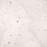Fine Tulle White Stars Silver
