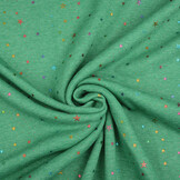 Sweatstoff Alpenfleece Star Drops Foil Grün Melange