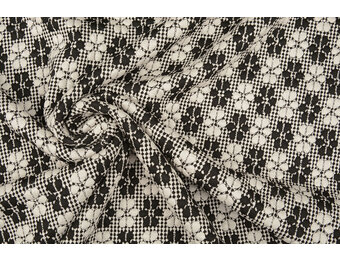 Gebreid Jacquard  Bloemen Wit-Zwart