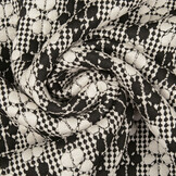 Gestrickt Jacquard Blumen Weiß-Schwarz