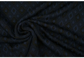 Gebreid Jacquard  Ruit Marine-Zwart