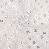 Mesh Embroidered Sequins  Chaira White