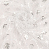 Mesh Embroidered Sequins  Chaira White