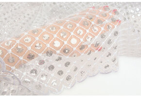 Netz Bestickt Pailletten Chiara Weiß