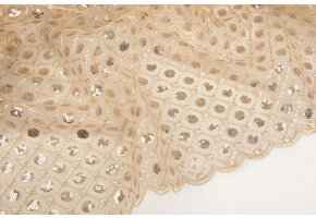 Mesh Geborduurd Pailletten Chiara Beige