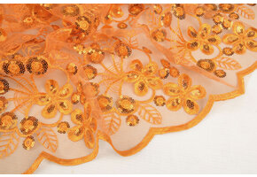 Mesh Embroidered Sequins Rosetta Orange