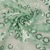 Mesh Geborduurd Pailletten Rosetta Oud Mint Groen