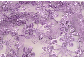 Netz Bestickt Pailletten Rosetta Violett Lila