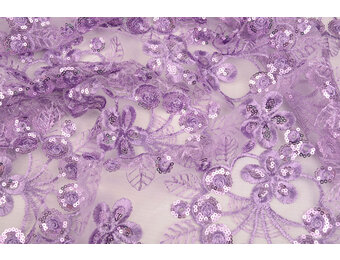 Mesh Geborduurd Pailletten Rosetta Lila Paars