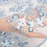 Netz Bestickt Pailletten Rosetta Hell Jeansblau