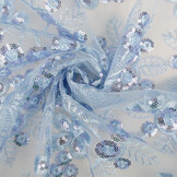 Netz Bestickt Pailletten Rosetta Hell Jeansblau