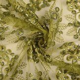 Mesh Embroidered Sequins Rosetta Moss Green