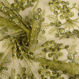 Mesh Embroidered Sequins Rosetta Moss Green